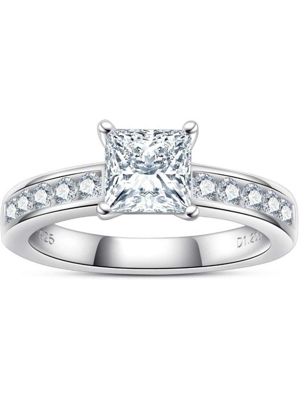 Stunning 1.27ct Moissanite Engagement Ring, D Color VVS1, Sterling Silver